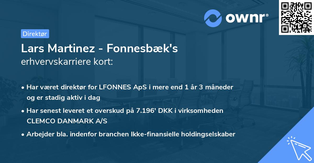 Lars Martinez - Fonnesbæk's erhvervskarriere kort