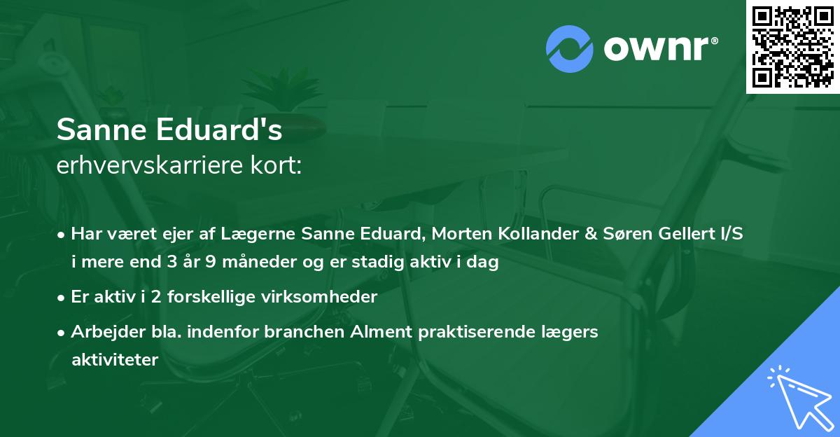 Sanne Eduard's erhvervskarriere kort