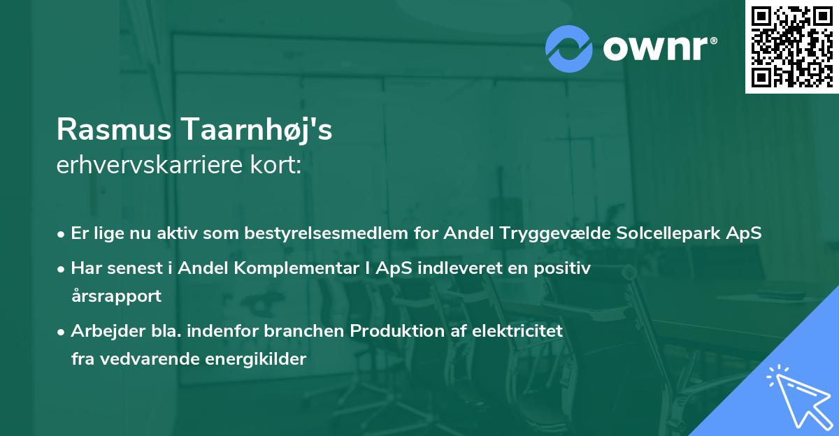 Rasmus Taarnhøj's erhvervskarriere kort