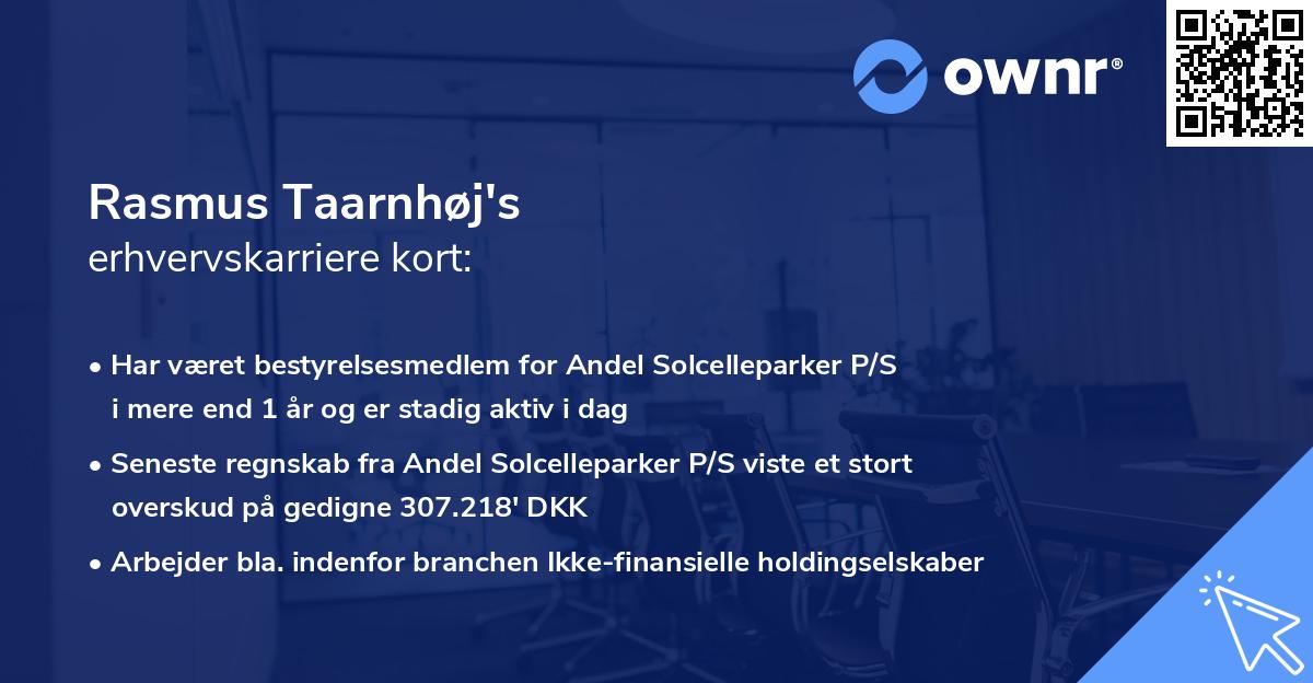 Rasmus Taarnhøj's erhvervskarriere kort