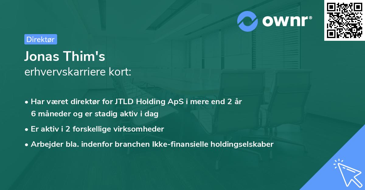 Jonas Thim's erhvervskarriere kort