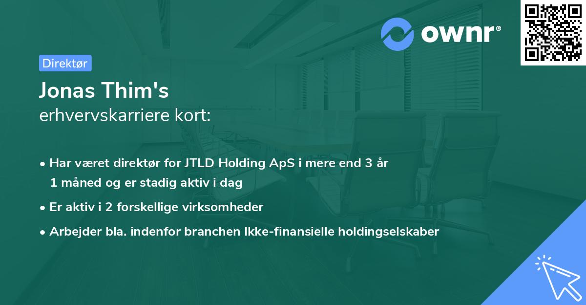 Jonas Thim's erhvervskarriere kort