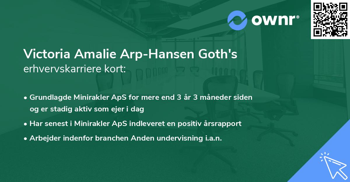 Victoria Amalie Arp-Hansen Goth's erhvervskarriere kort