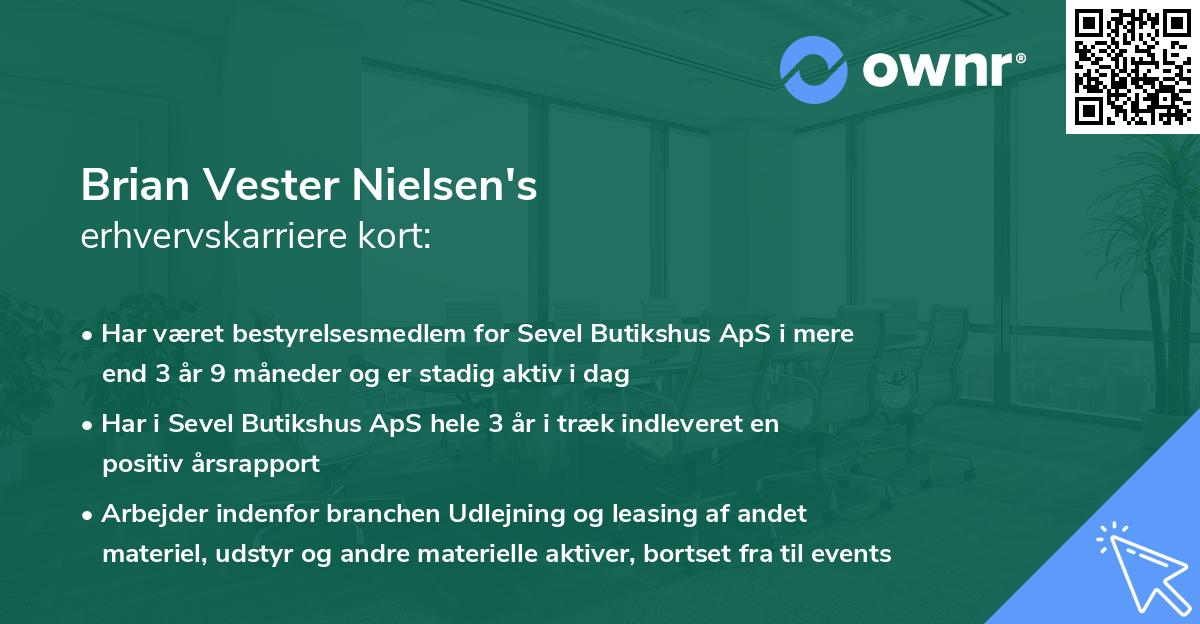 Brian Vester Nielsen's erhvervskarriere kort