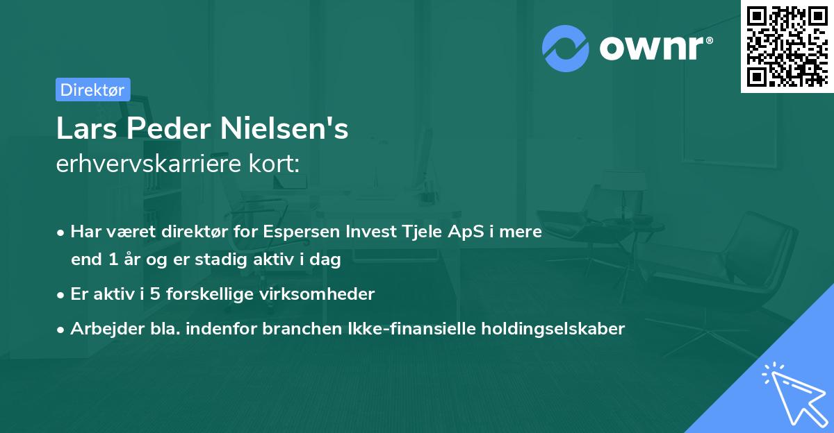 Lars Peder Nielsen's erhvervskarriere kort