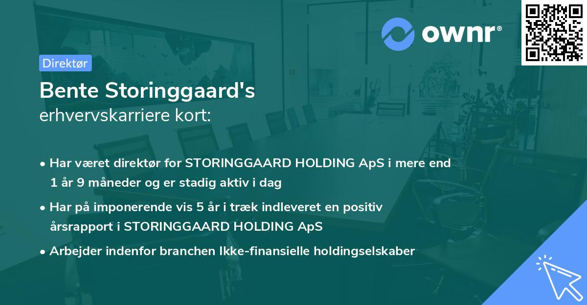 Bente Storinggaard's erhvervskarriere kort