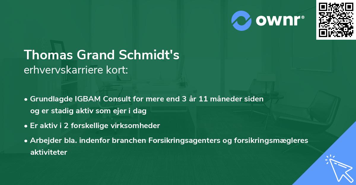 Thomas Grand Schmidt's erhvervskarriere kort