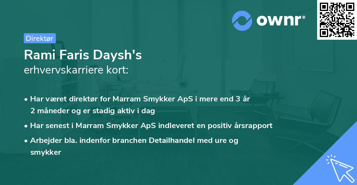 Rami Faris Daysh's erhvervskarriere kort