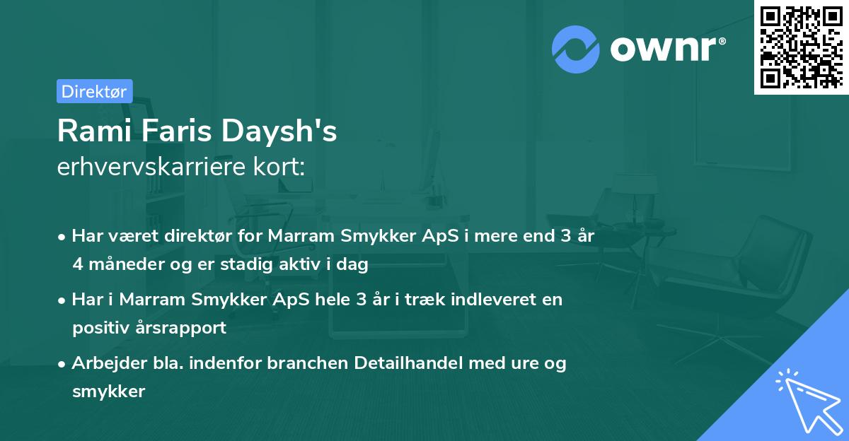 Rami Faris Daysh's erhvervskarriere kort