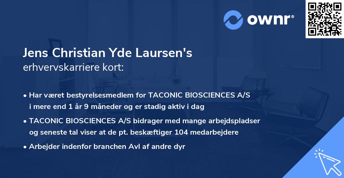 Jens Christian Yde Laursen's erhvervskarriere kort