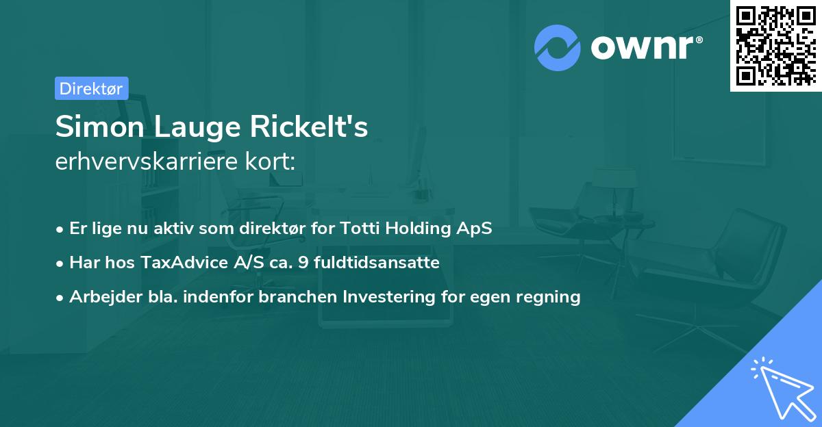 Simon Lauge Rickelt's erhvervskarriere kort