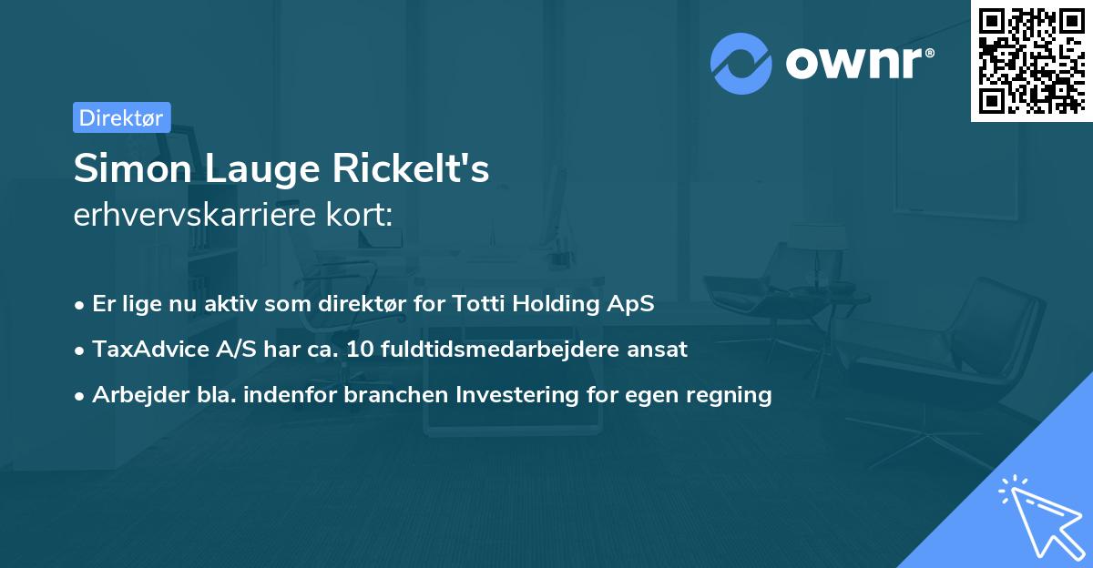 Simon Lauge Rickelt's erhvervskarriere kort