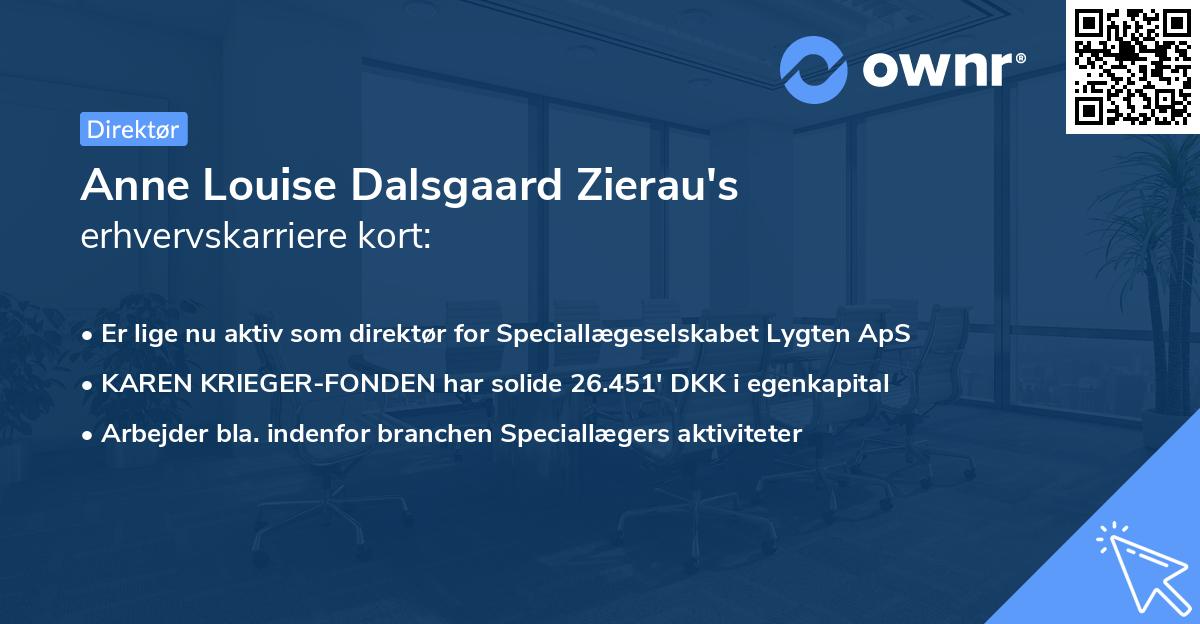 Anne Louise Dalsgaard Zierau's erhvervskarriere kort