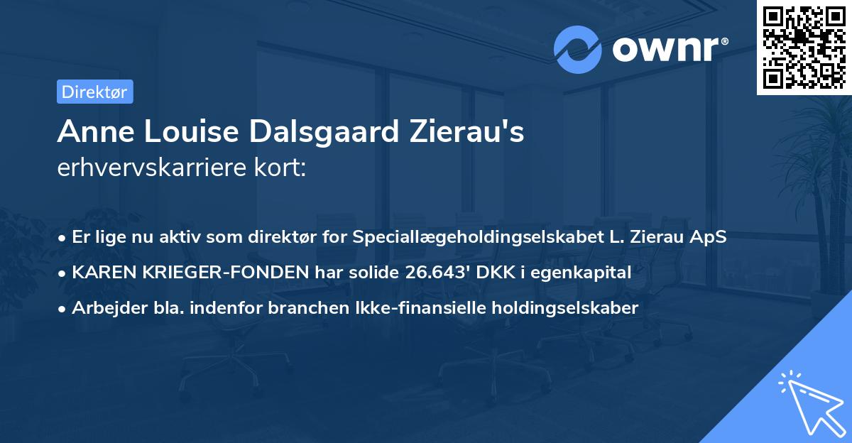 Anne Louise Dalsgaard Zierau's erhvervskarriere kort