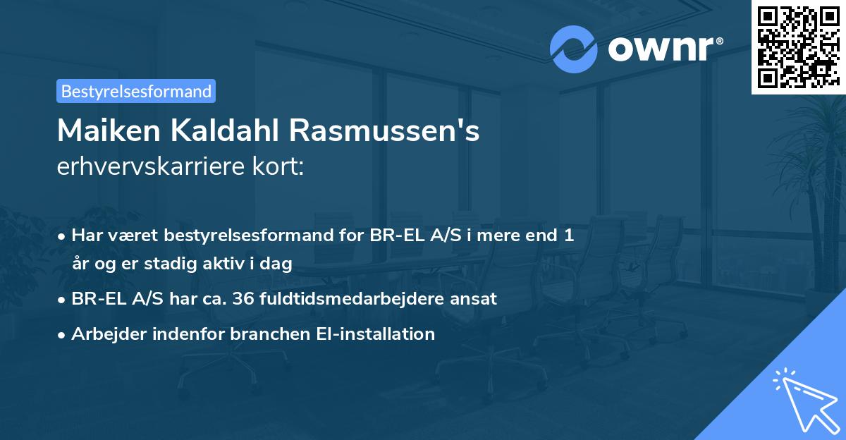 Maiken Kaldahl Rasmussen's erhvervskarriere kort