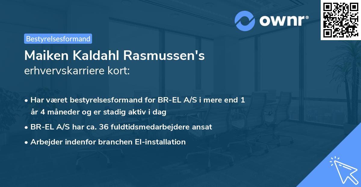Maiken Kaldahl Rasmussen's erhvervskarriere kort
