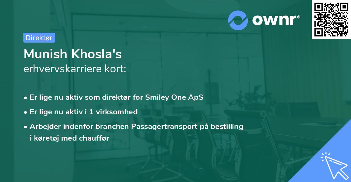 Munish Khosla's erhvervskarriere kort