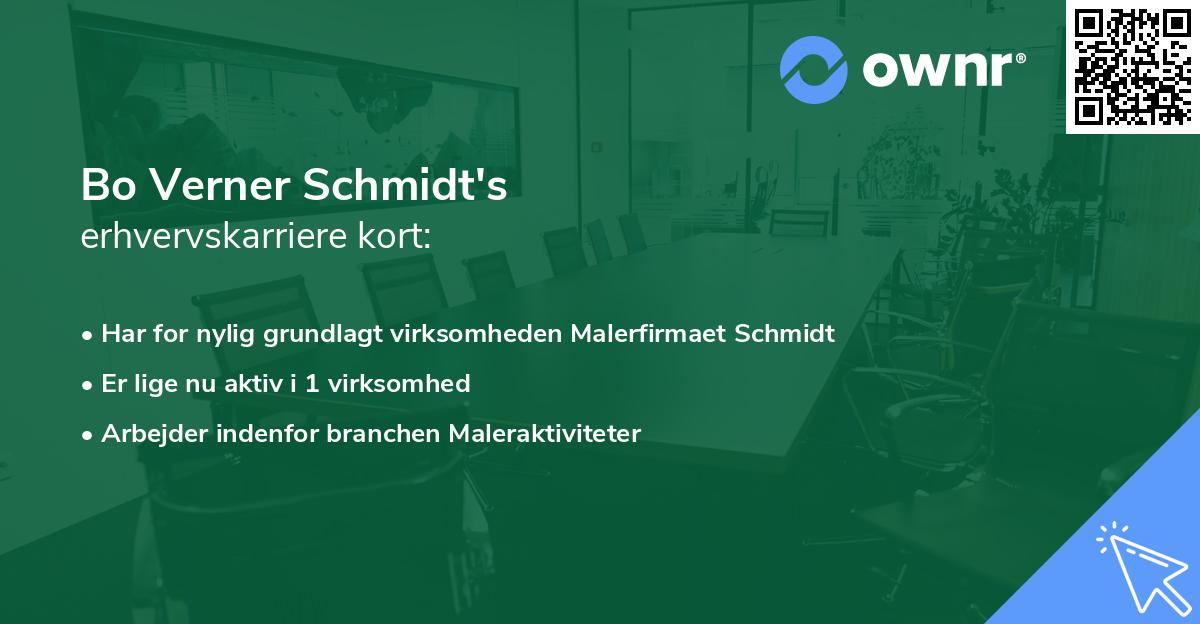 Bo Verner Schmidt's erhvervskarriere kort