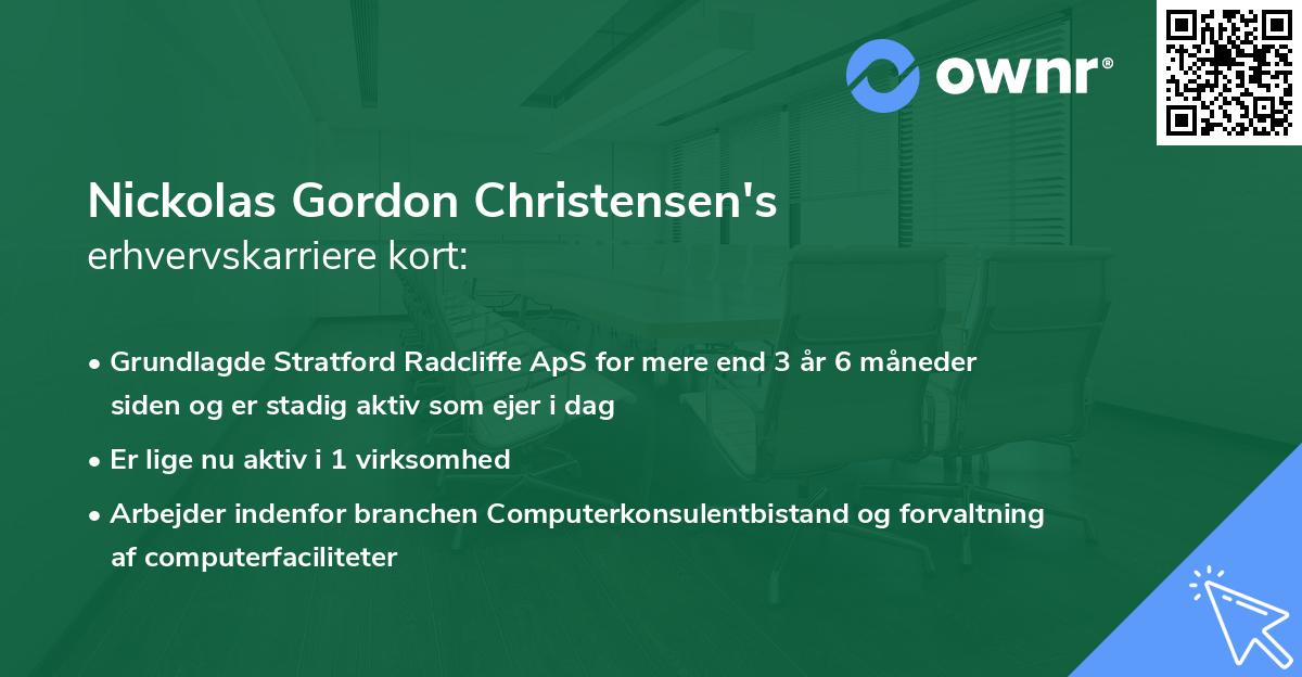 Nickolas Gordon Christensen's erhvervskarriere kort