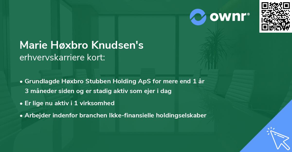 Marie Høxbro Knudsen's erhvervskarriere kort