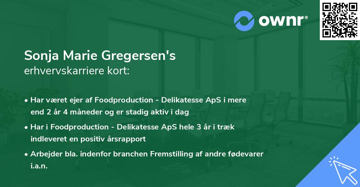 Sonja Marie Gregersen's erhvervskarriere kort