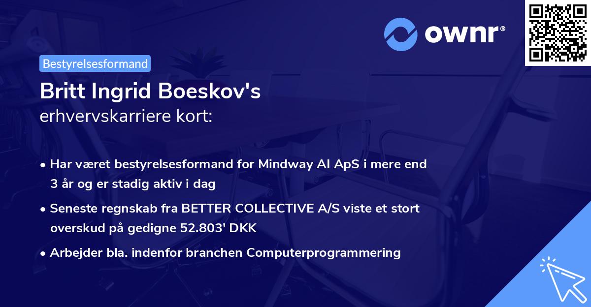 Britt Ingrid Boeskov's erhvervskarriere kort