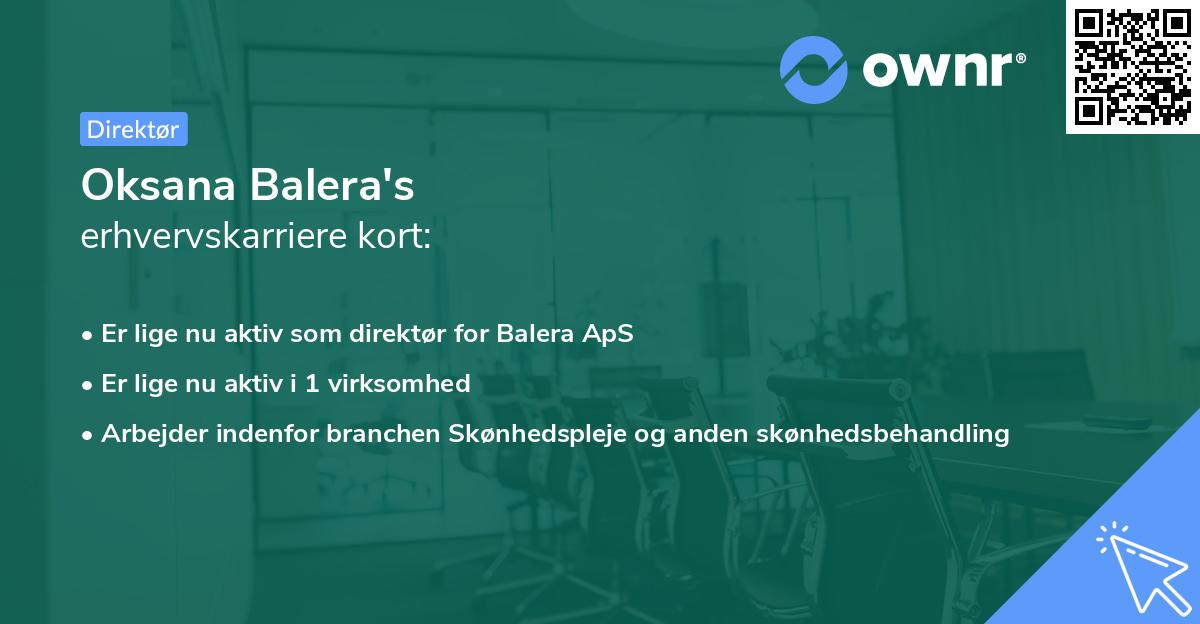 Oksana Balera's erhvervskarriere kort