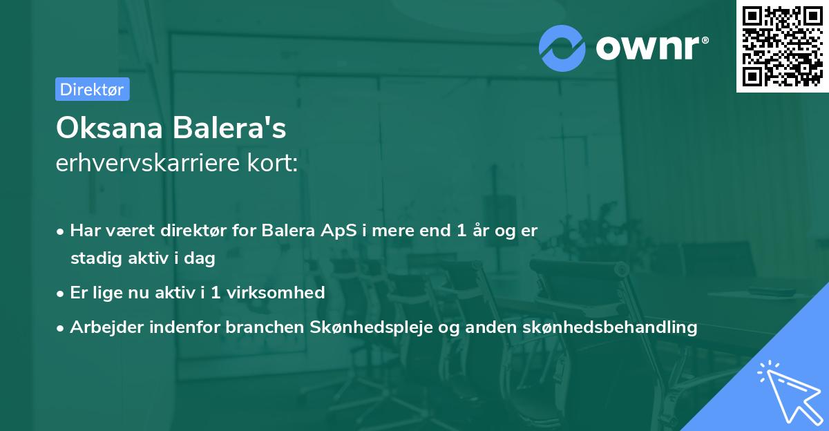 Oksana Balera's erhvervskarriere kort