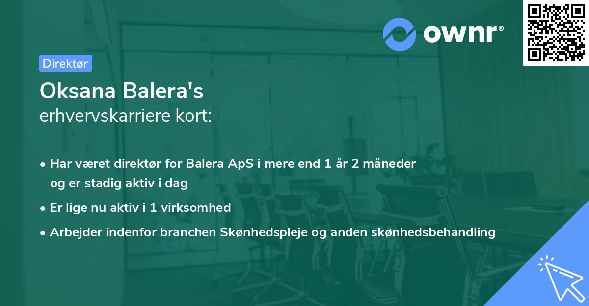 Oksana Balera's erhvervskarriere kort