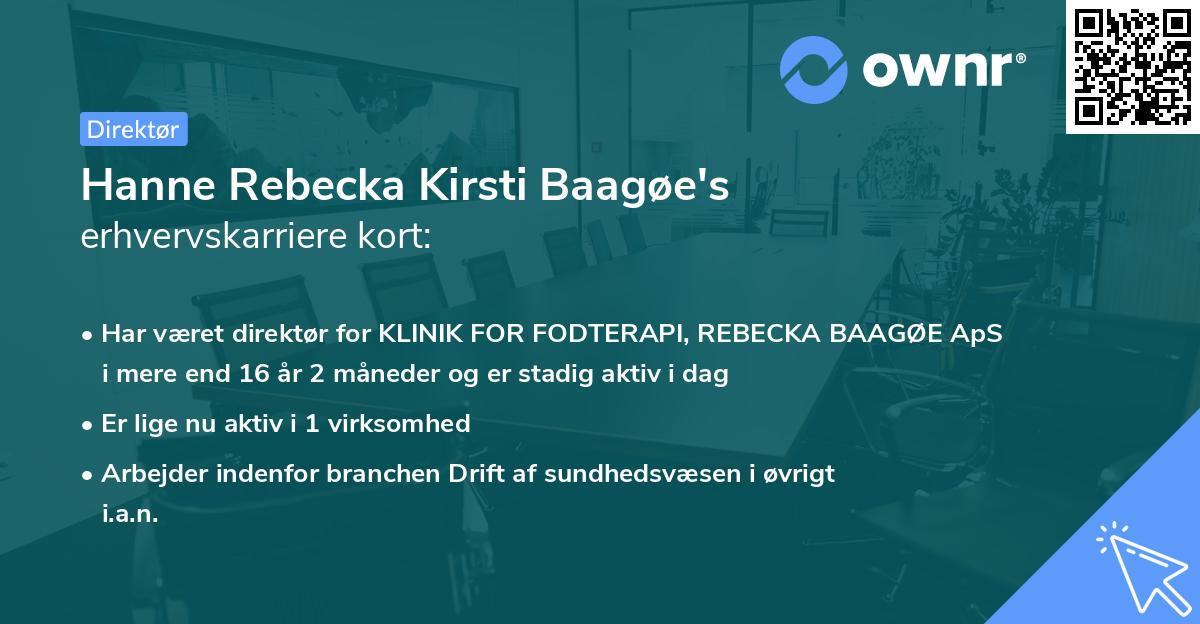 Hanne Rebecka Kirsti Baagøe's erhvervskarriere kort