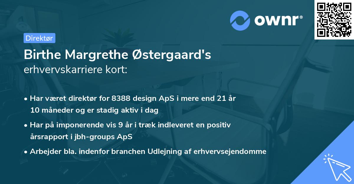 Birthe Margrethe Østergaard's erhvervskarriere kort