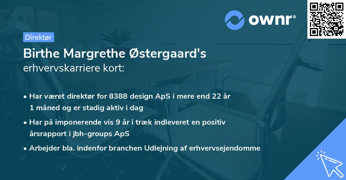 Birthe Margrethe Østergaard's erhvervskarriere kort