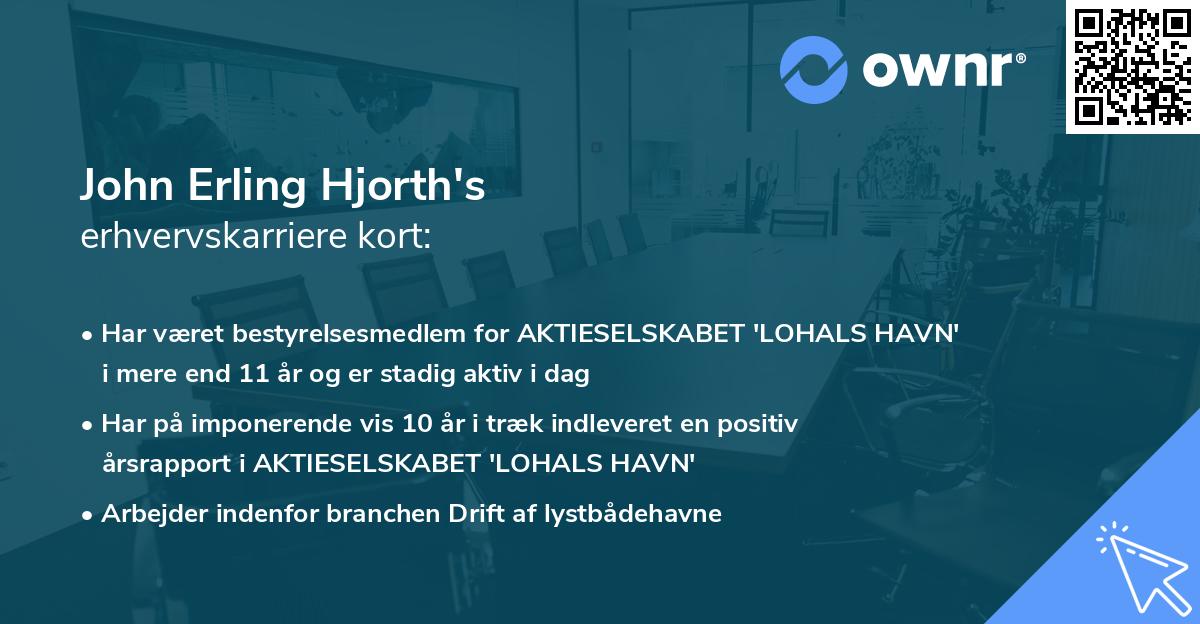 John Erling Hjorth's erhvervskarriere kort