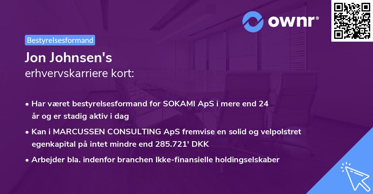 Jon Johnsen's erhvervskarriere kort