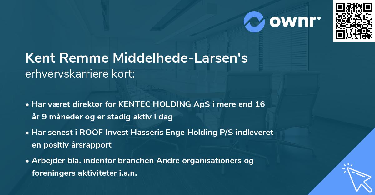 Kent Remme Middelhede-Larsen's erhvervskarriere kort