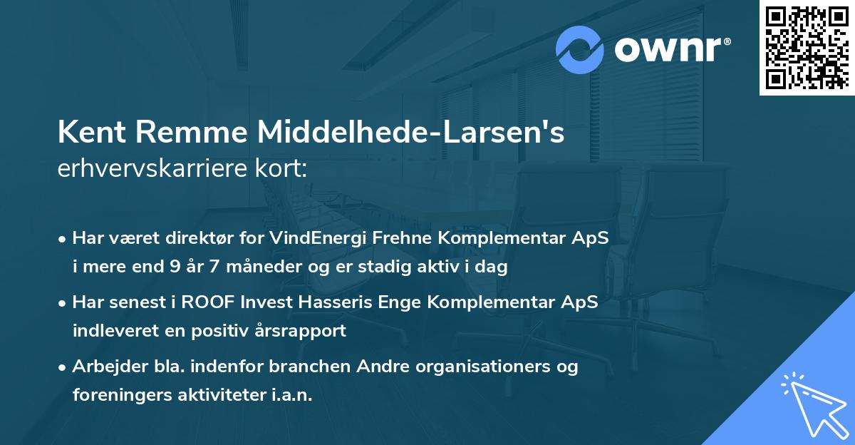 Kent Remme Middelhede-Larsen's erhvervskarriere kort