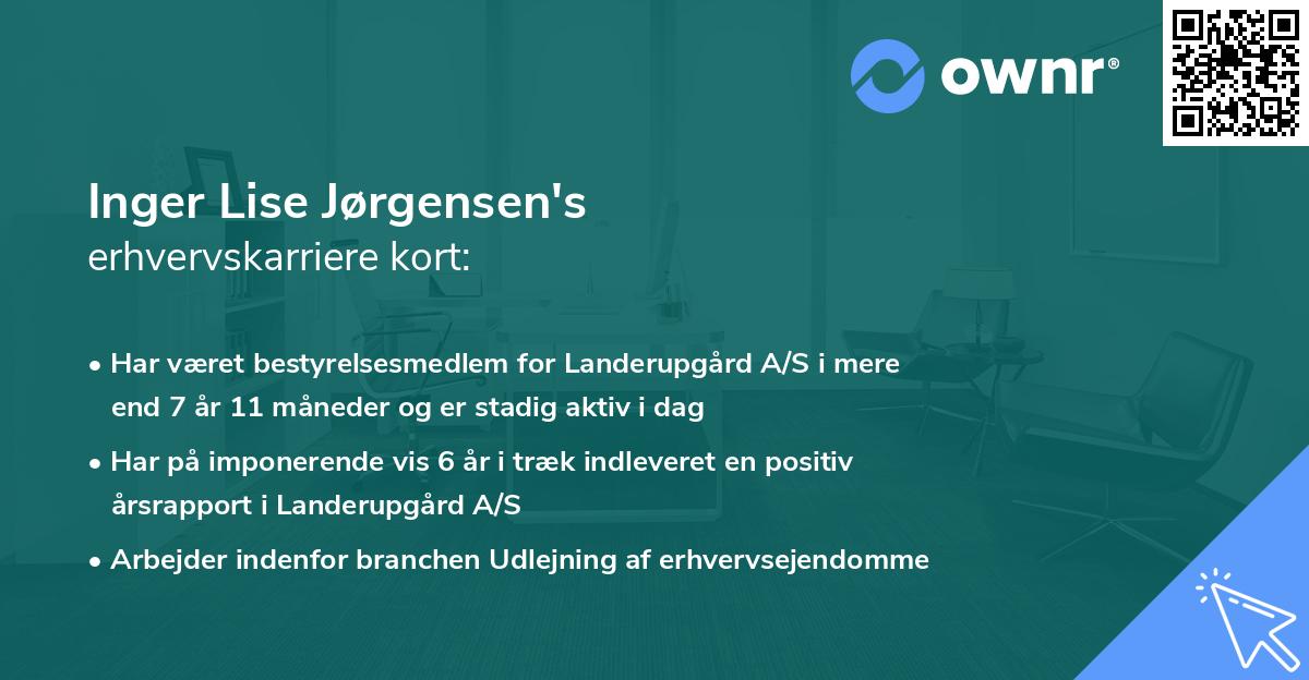 Inger Lise Jørgensen's erhvervskarriere kort