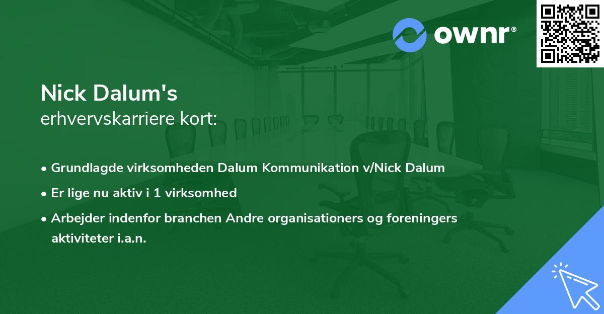 Nick Dalum's erhvervskarriere kort