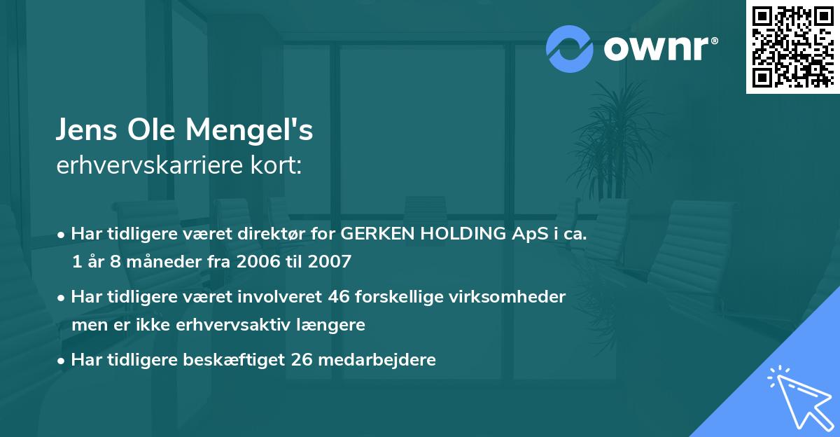 Jens Ole Mengel's erhvervskarriere kort