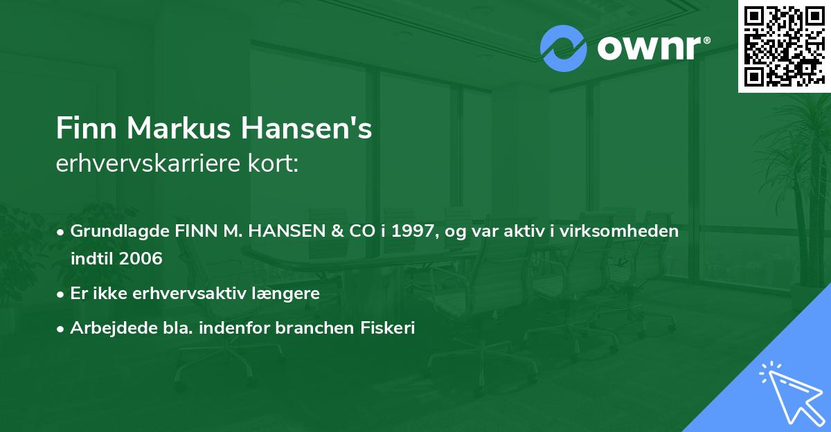 Finn Markus Hansen's erhvervskarriere kort