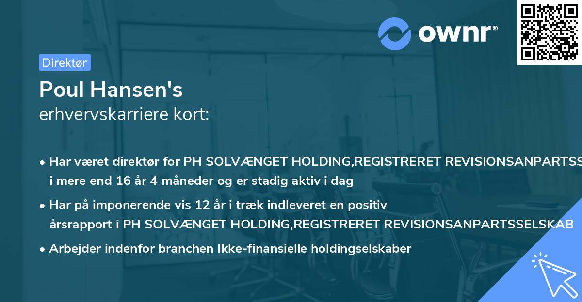 Poul Hansen's erhvervskarriere kort