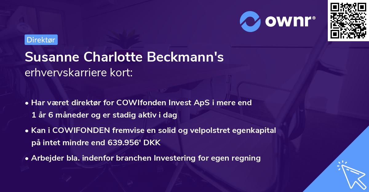 Susanne Charlotte Beckmann's erhvervskarriere kort