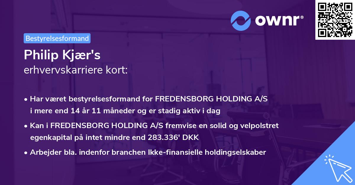 Philip Kjær's erhvervskarriere kort