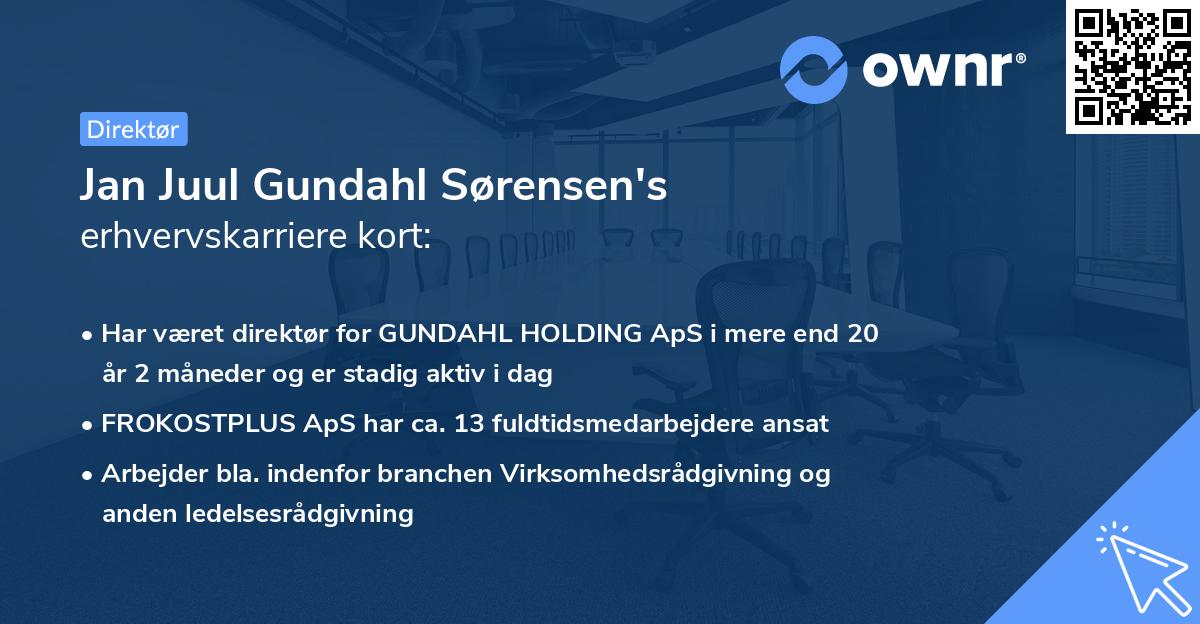 Jan Juul Gundahl Sørensen's erhvervskarriere kort