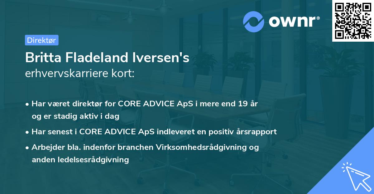 Britta Fladeland Iversen's erhvervskarriere kort