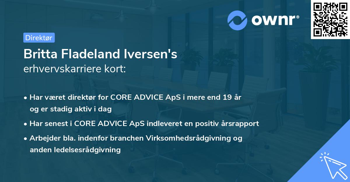 Britta Fladeland Iversen's erhvervskarriere kort