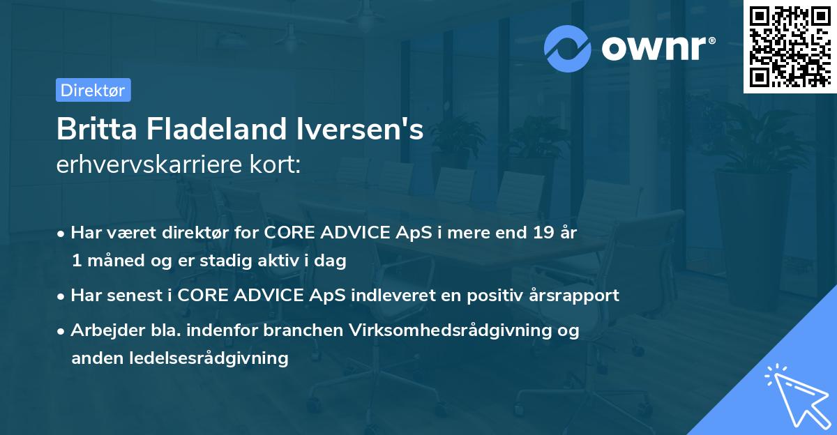 Britta Fladeland Iversen's erhvervskarriere kort