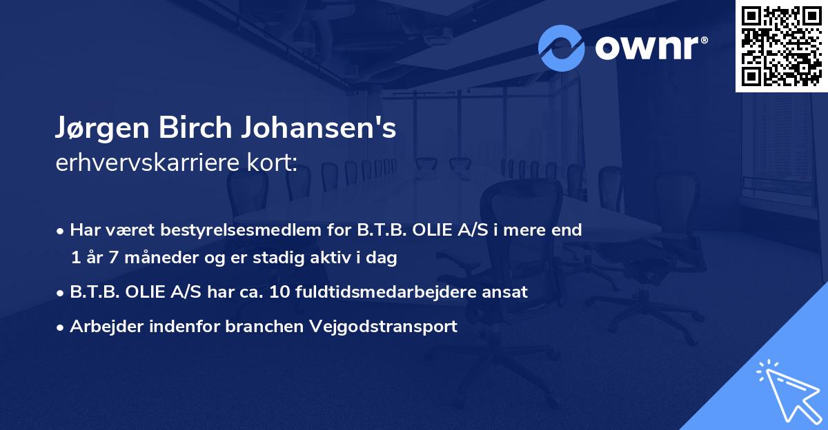 Jørgen Birch Johansen's erhvervskarriere kort