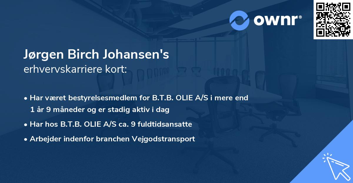 Jørgen Birch Johansen's erhvervskarriere kort