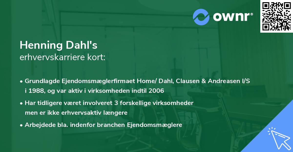 Henning Dahl's erhvervskarriere kort